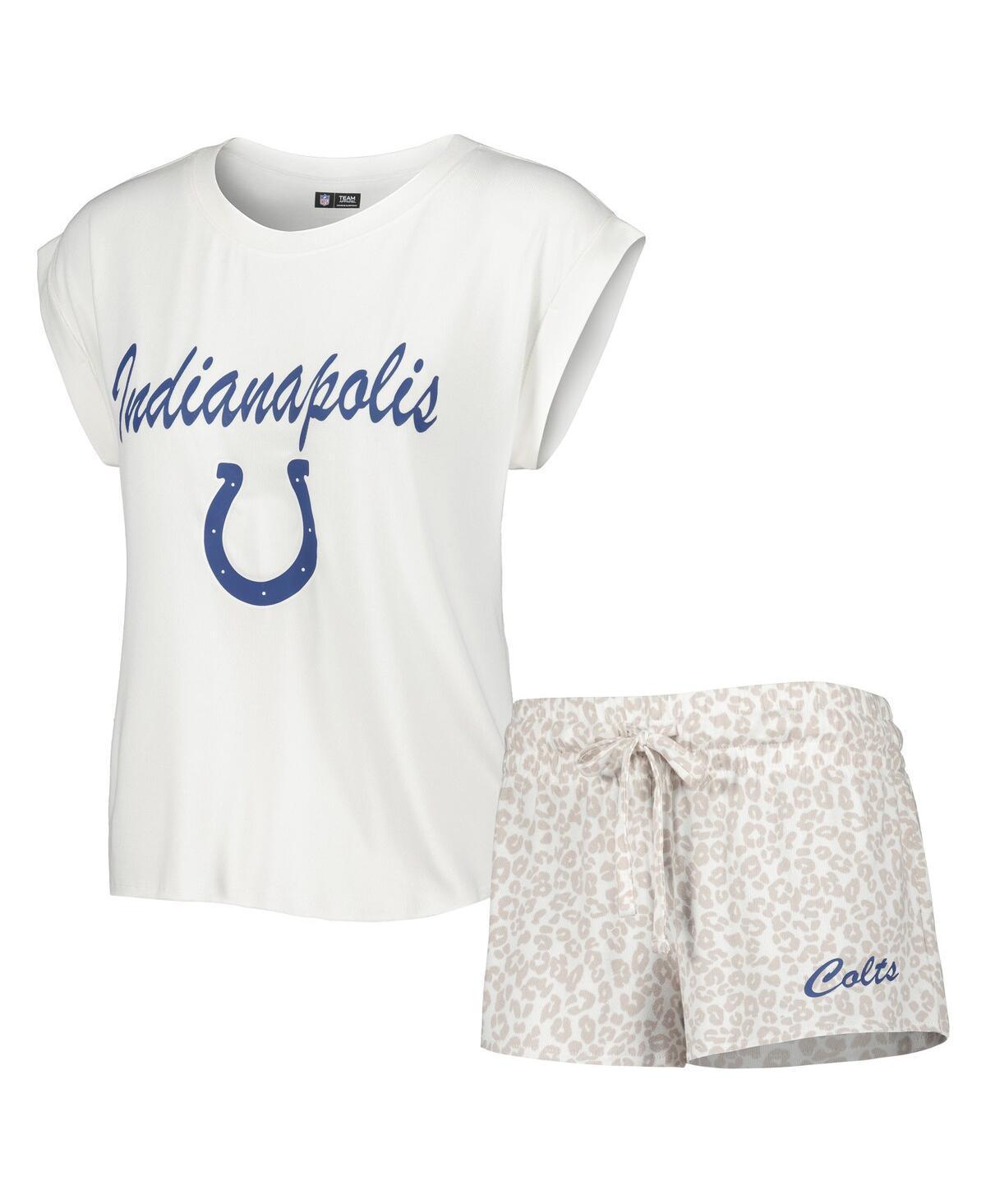 Womens Concepts Sport White Indianapolis Colts Montana Knit T-shirt and Shorts Sleep Set - White Product Image