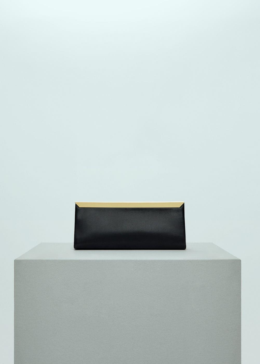 MANGO - Leather clutch bag with metal chain - One size - Women Product Image