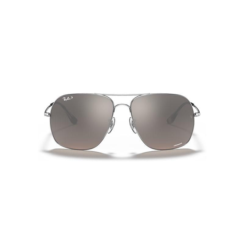 Ray-Ban RB3587CH CHROMANCE Sunglasses Silver frame Silver lenses polarized 61-15 Product Image