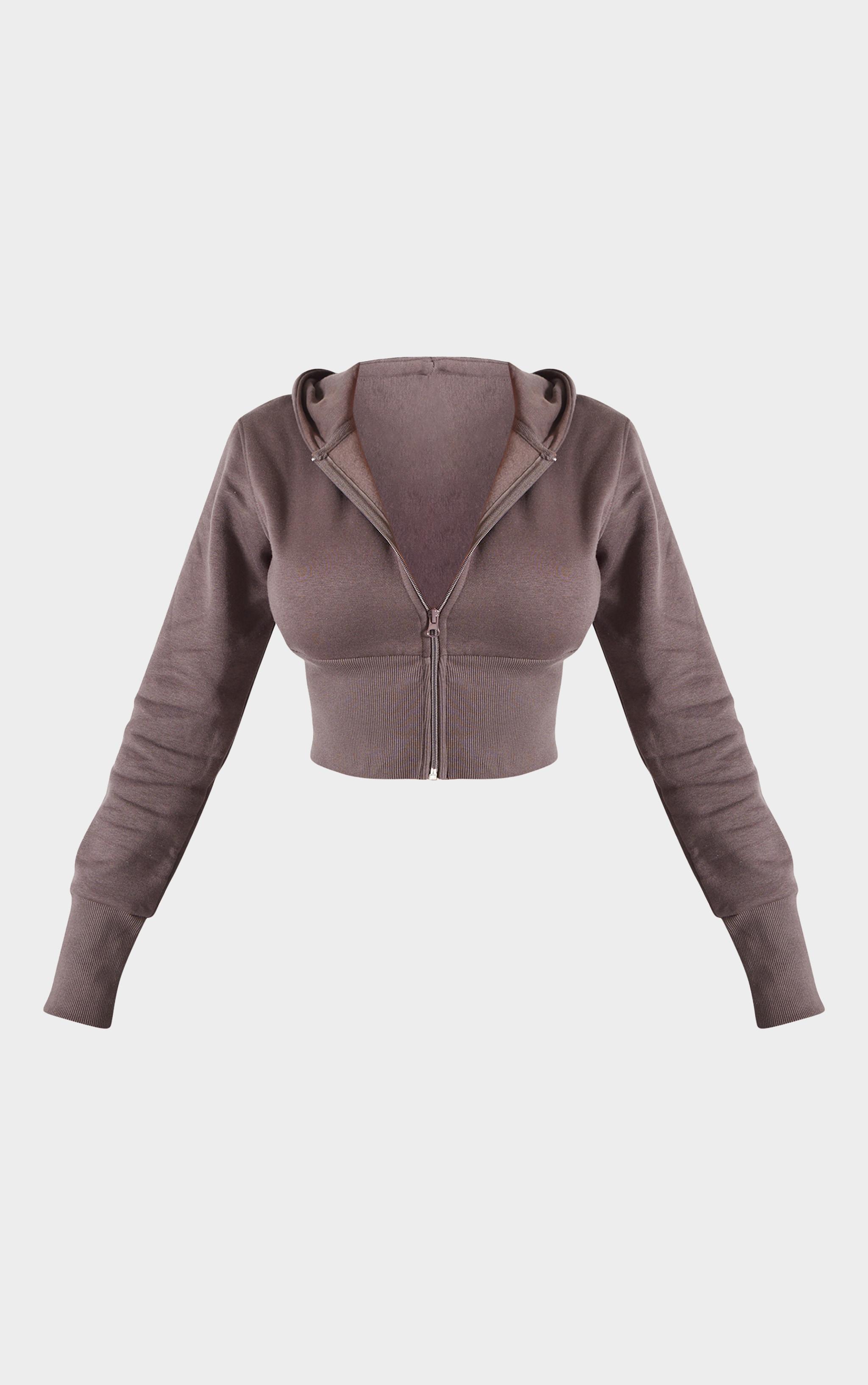 Shape Charcoal Fitted Cropped Hoodie Product Image