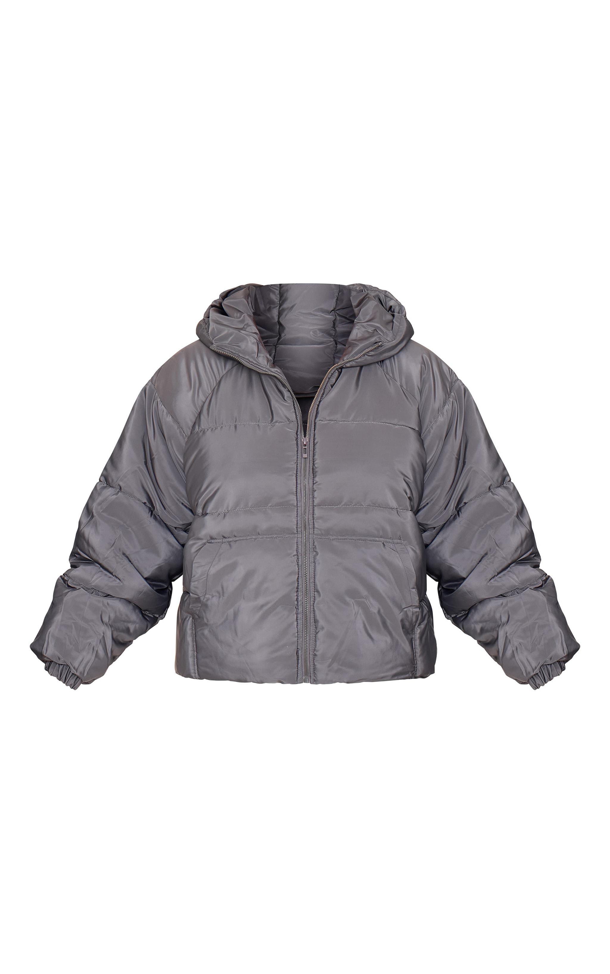 Plus Charcoal Hooded Quilted Puffer Coat Product Image