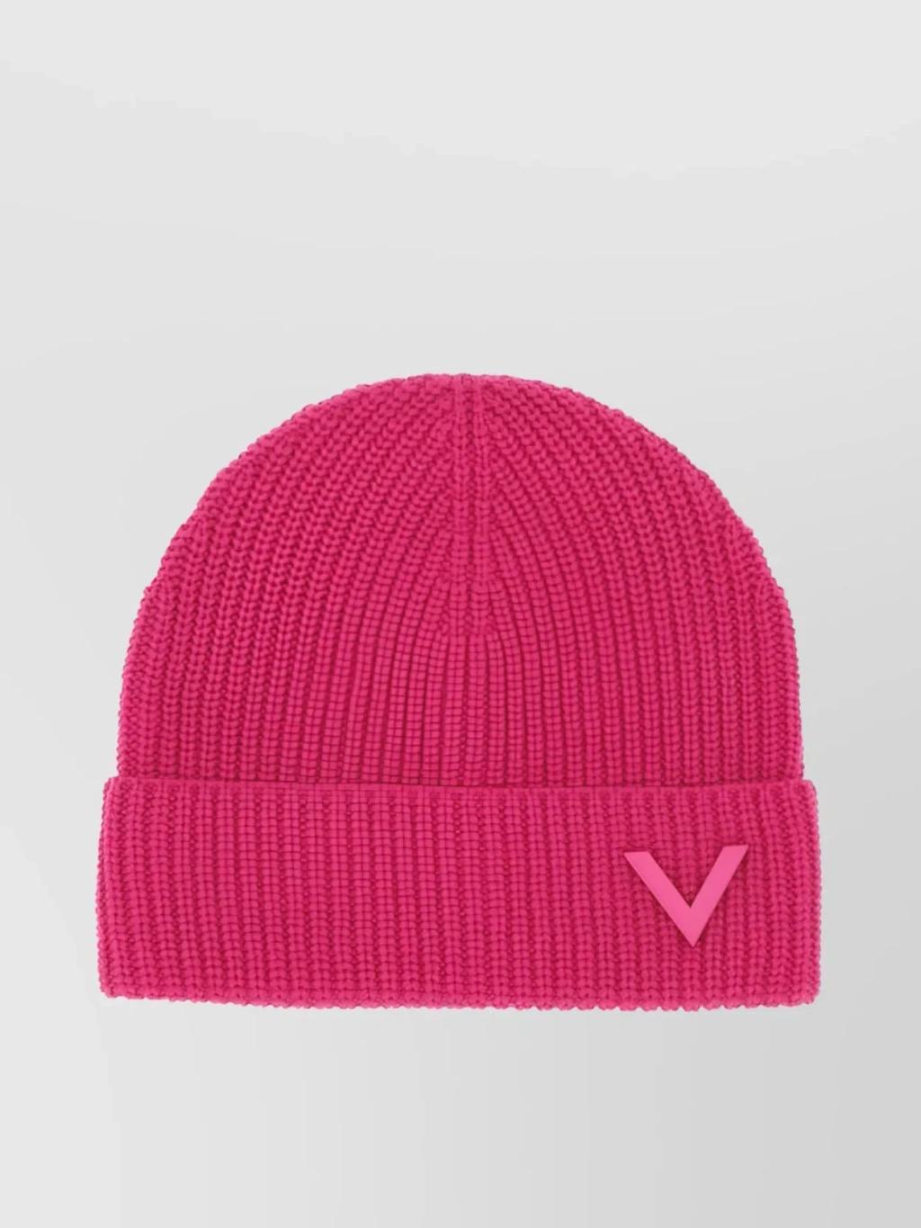 Ribbed Knit Cuffed Hat In Pink product image