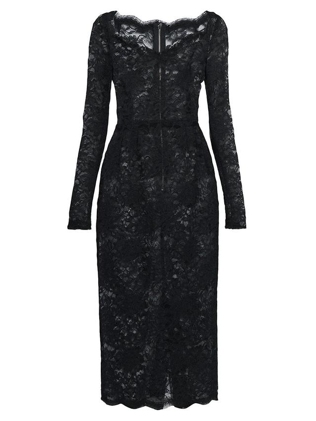 Womens Floral Lace Sheath Midi-Dress Product Image