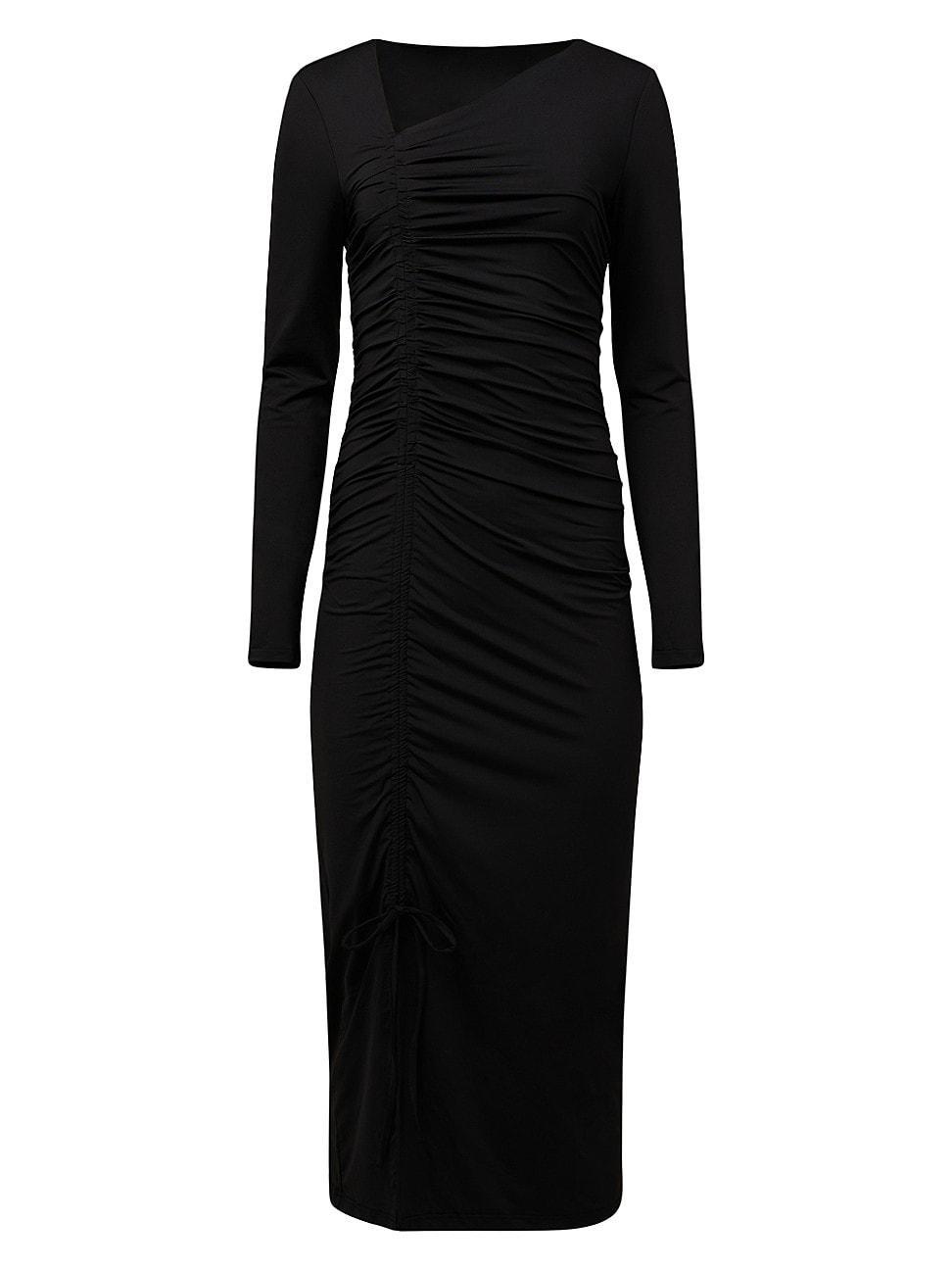 Womens Asymmetric Shirred Jersey Midi-Dress Product Image