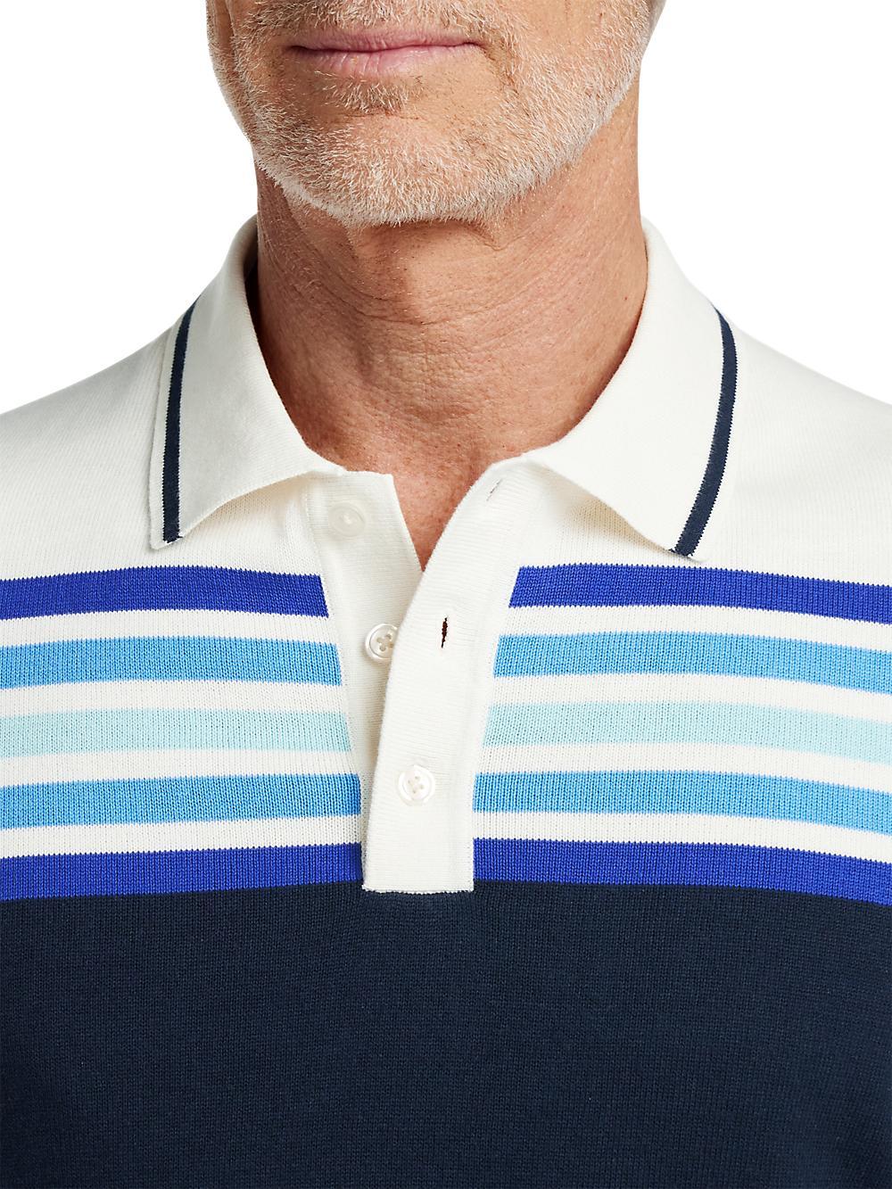 Cotton Three Button Polo - Navy Product Image