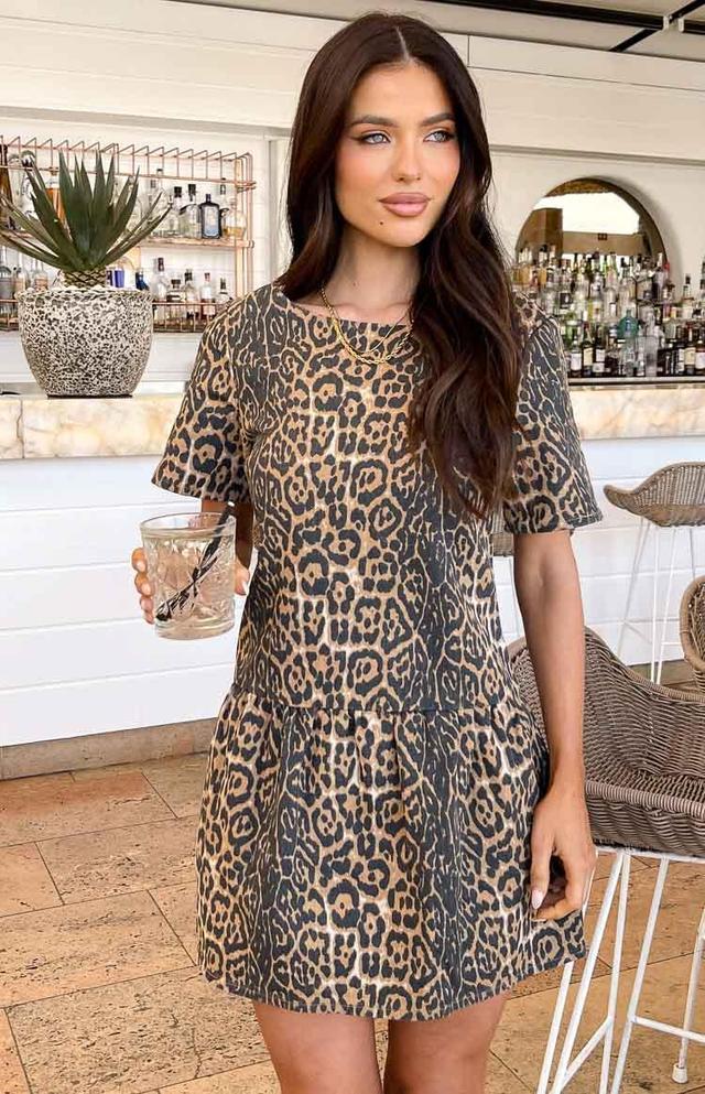 Amee Leopard Print Denim Mini Dress Product Image