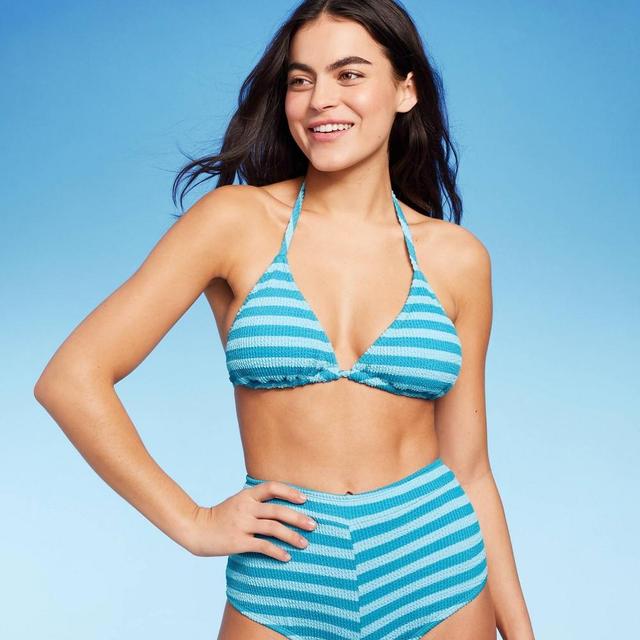 Womens Textured Striped Triangle Bikini Top - Wild Fable Blue XXS Product Image