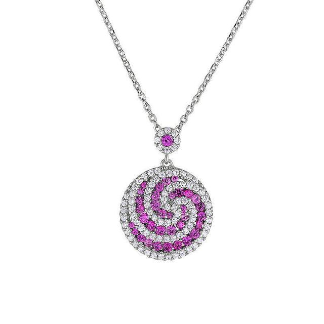 Sterling Silver Red & White Cubic Zirconia Swirl Pendant Necklace, Womens Product Image