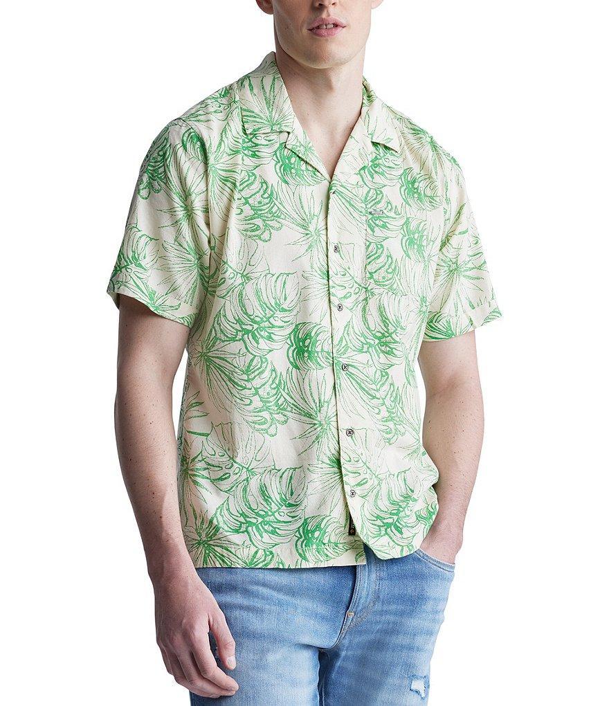 Buffalo David Bitton Suresh Palm Leaf Printed Short Sleeve Button Front Camp Shirt Product Image