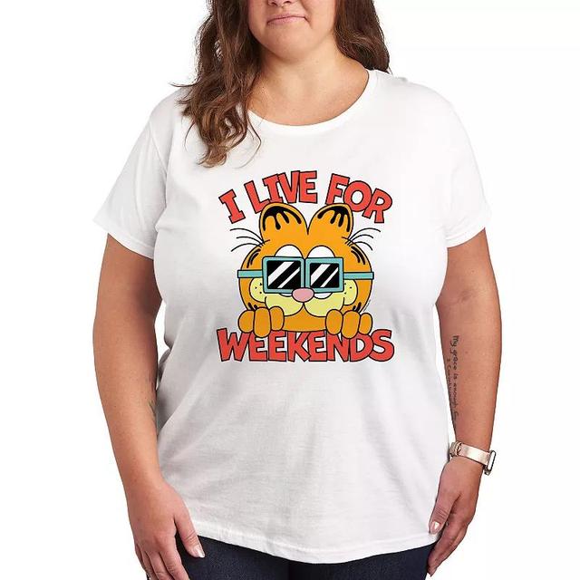 Plus Garfield I Live For Weekends Graphic Tee, Womens Product Image