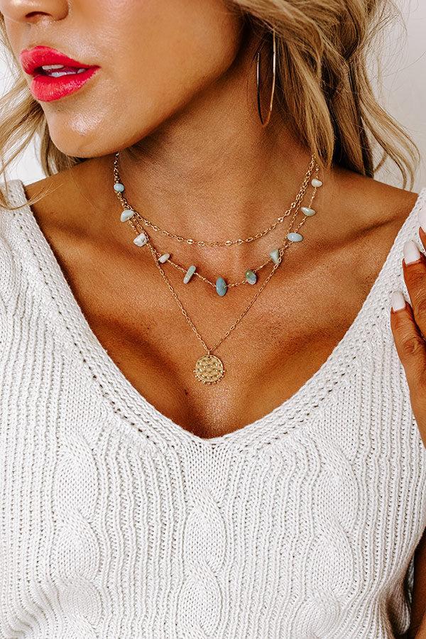 Boho Brunch Layered Necklace in Mint Product Image