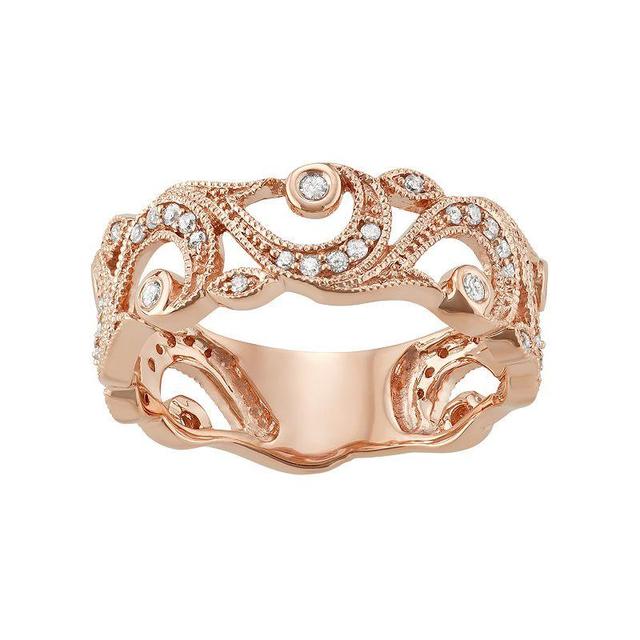 10k Rose Gold 1/4 Carat T.W. Diamond Filigree Ring, Womens 10k Rgold Product Image