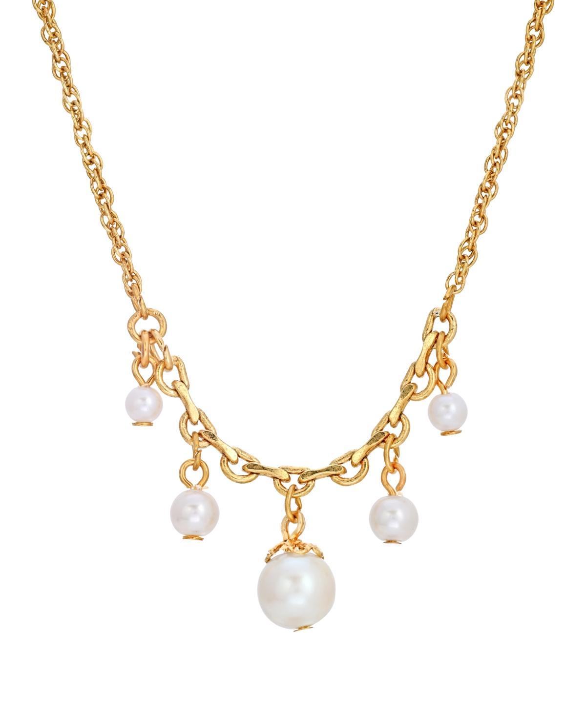 1928 Gold Tone Simulated Pearl Drop Necklace, Womens, White Product Image