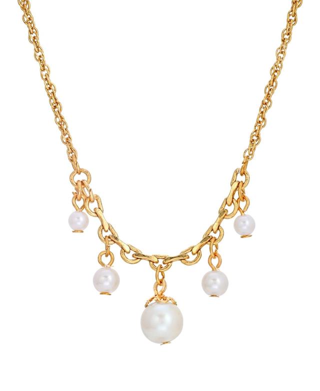 1928 Gold Tone Simulated Pearl Drop Necklace, Womens, White Product Image