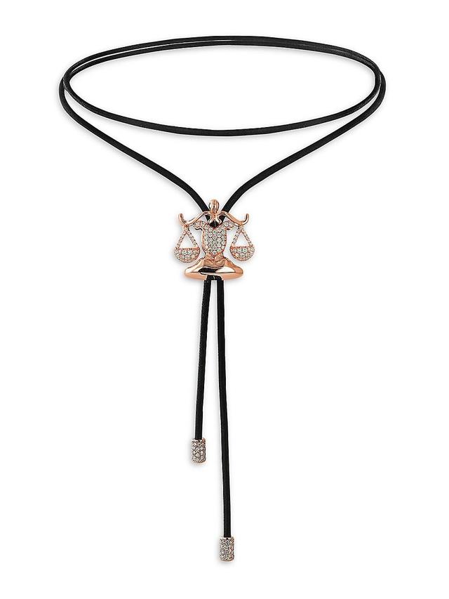 Womens Zodiac 18K Rose Gold & Diamond Libra String Necklace Product Image