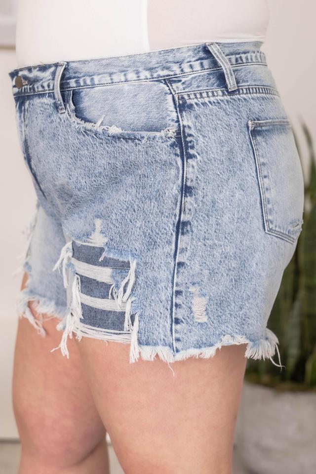 Patient Timing High Rise Distressed Acid Wash Denim Shorts FINAL SALE Product Image