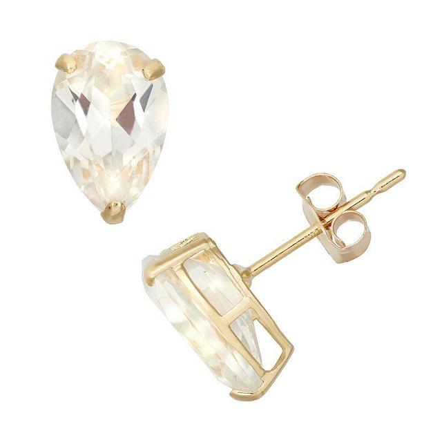 Designs by Gioelli Lab-Created White Sapphire 10k Gold Teardrop Stud Earrings, Womens Product Image