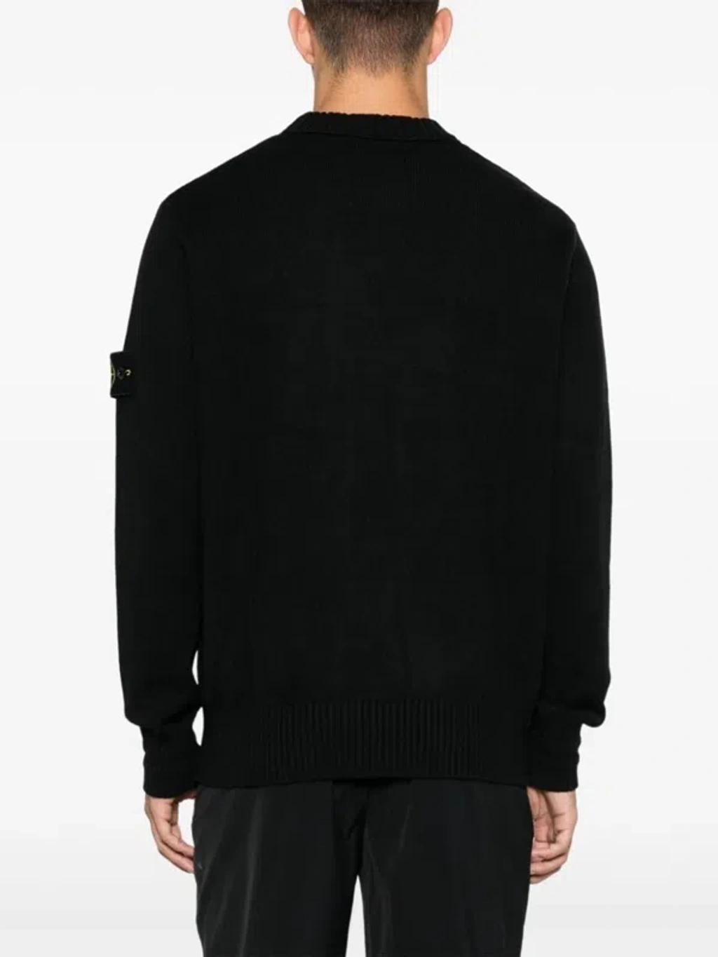 STONE ISLAND Cozy Knit Sweater For Men In Black Product Image