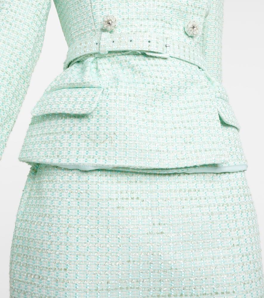 Double-breasted Tweed Midi Dress In Green Product Image