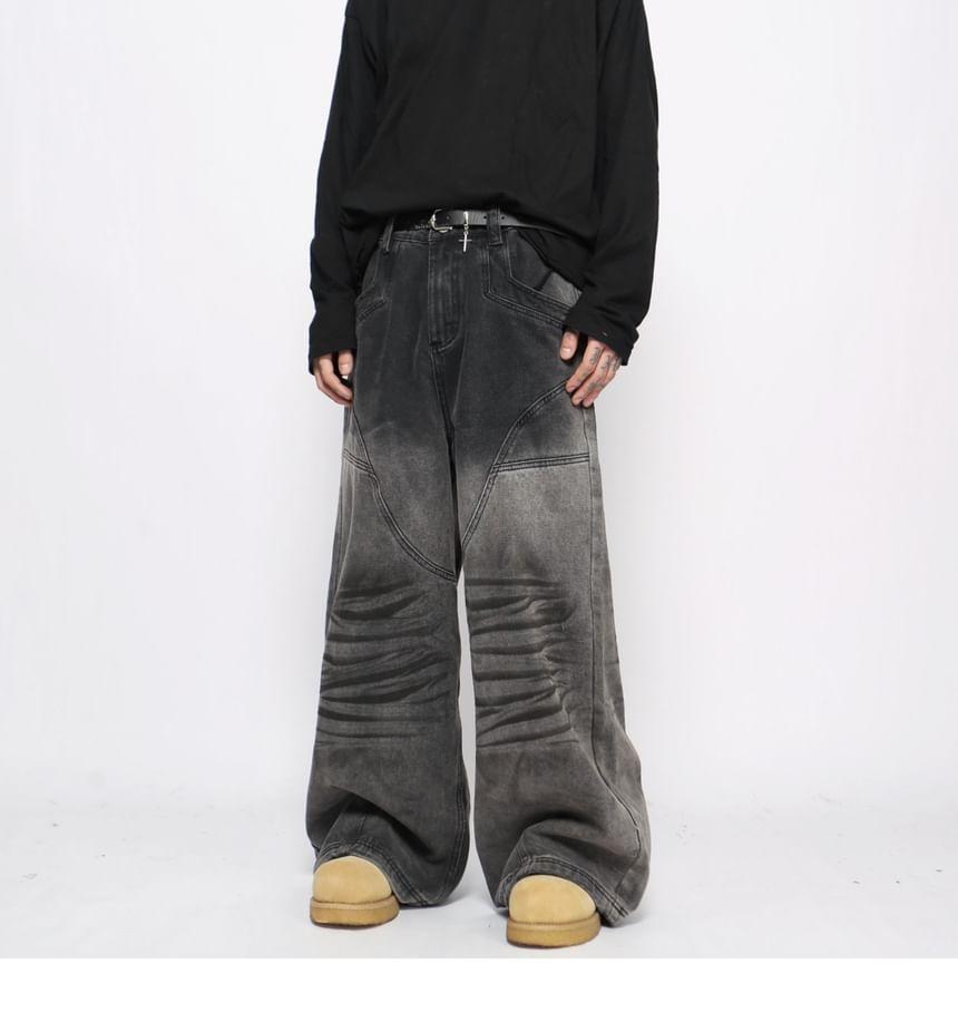 Mid Rise Washed Wide Leg Jeans Product Image