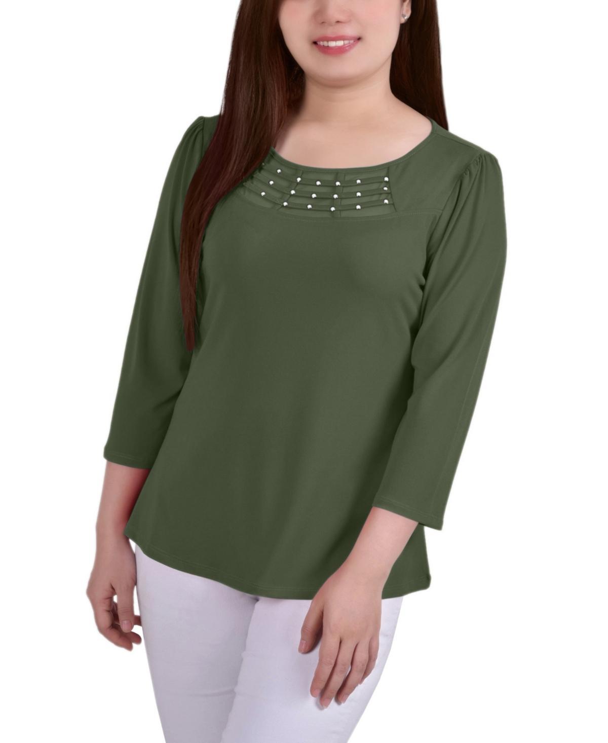 Petite 3/4 Sleeve Crepe Knit Top Product Image