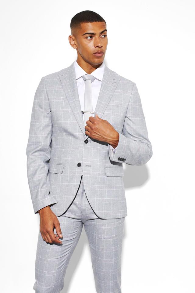 Slim Fit Single Breasted Check Suit Jacket | boohooMAN USA Product Image