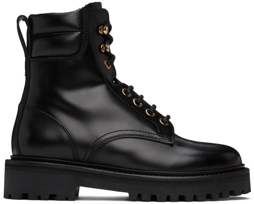 Campa Combat Boots In Black Leather In Nero Product Image