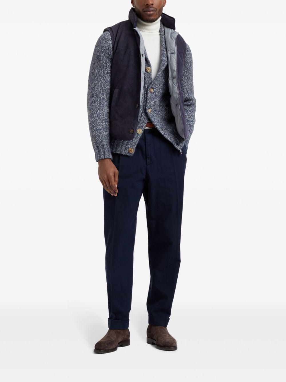 Pressed-crease Cotton Trousers In Blau Product Image