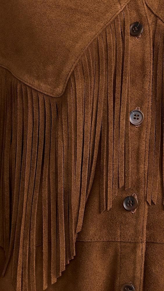 THE GREAT. The Suede Fringe Shirt Jacket | Shopbop Product Image