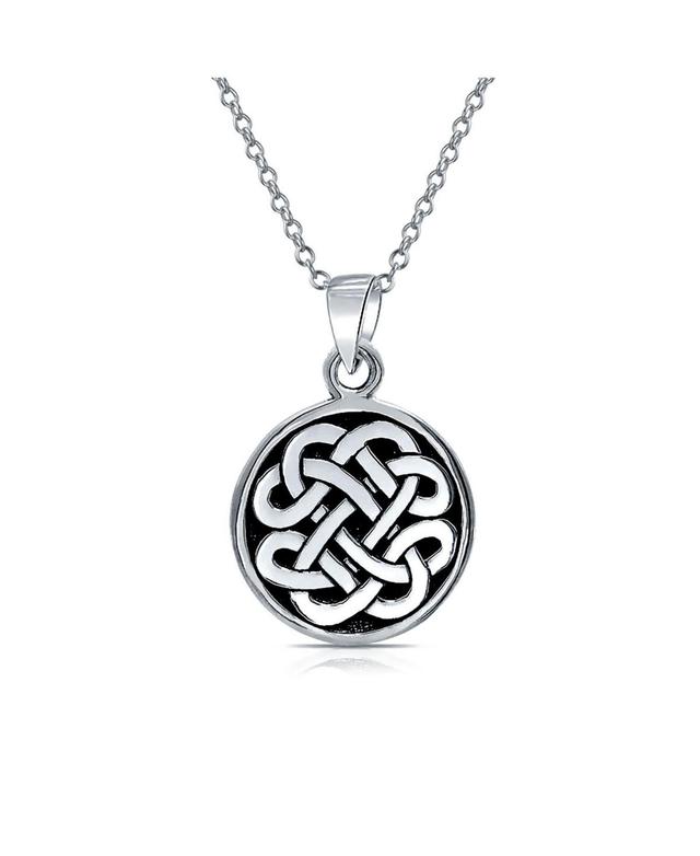 Bling Jewelry Celtic Knot Irish Friendship Round Circle Medallion Pendant Necklace For Women Blackened Sterling Silver Product Image