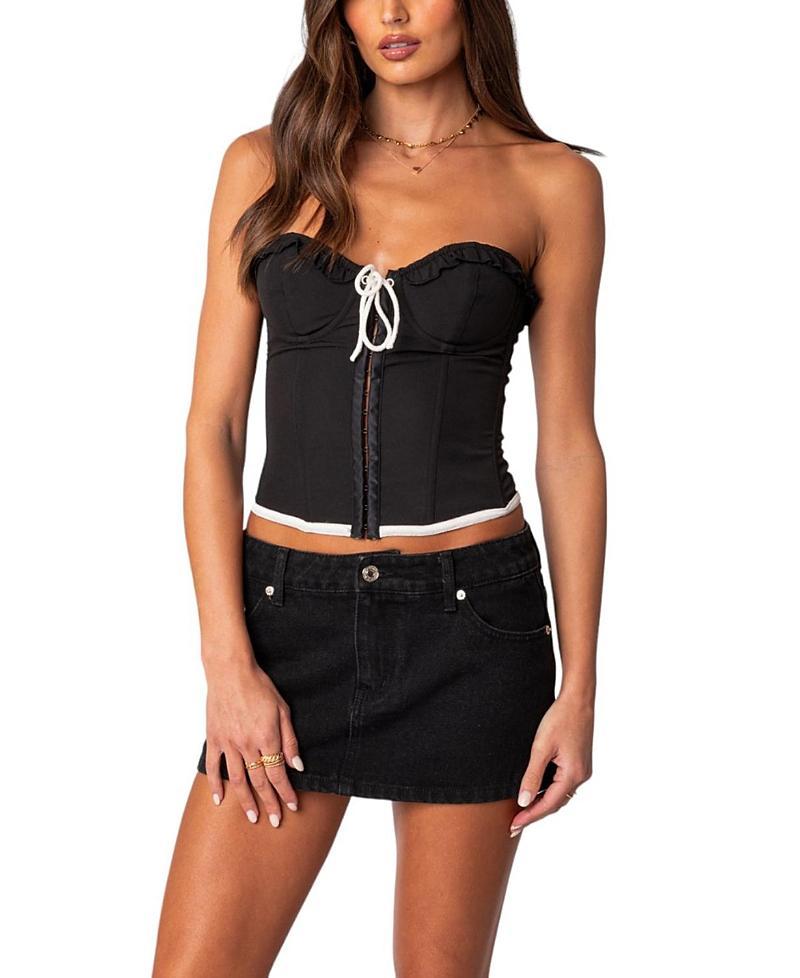 EDIKTED Abbey Ruffle Trim Corset Top Product Image