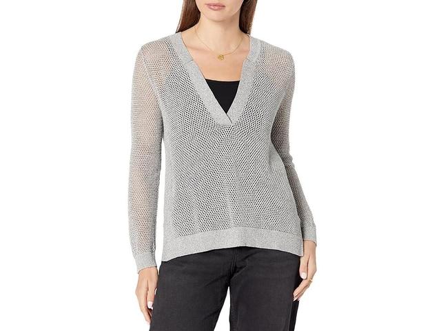 NIC+ZOE Petite Mesh Stitch Sweater (Tarragon) Women's Clothing Product Image