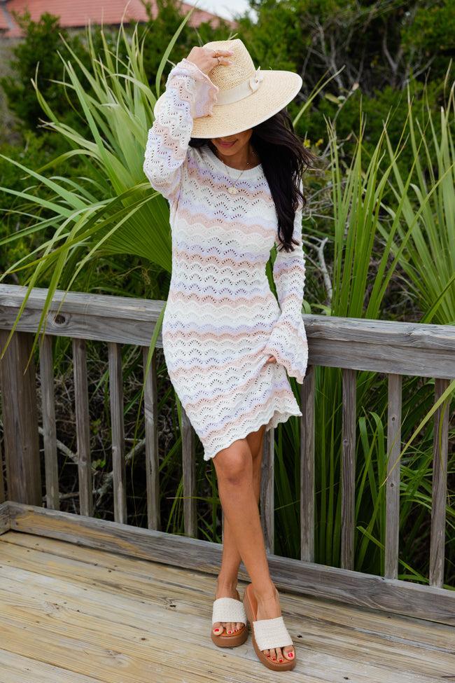 Endless Sunsets Crochet Knit Multi Color Dress Product Image