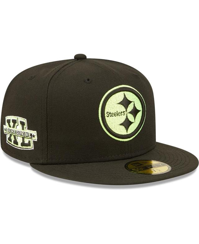 Mens New Era Black Pittsburgh Steelers Super Bowl Xl Summer Pop 59Fifty Fitted Hat Product Image