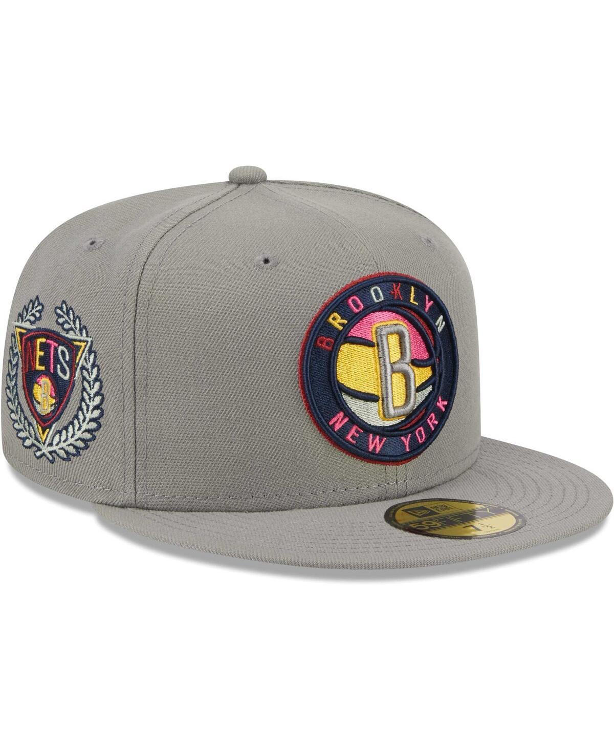 Mens New Era Gray Brooklyn Nets Color Pack 59FIFTY Fitted Hat Product Image