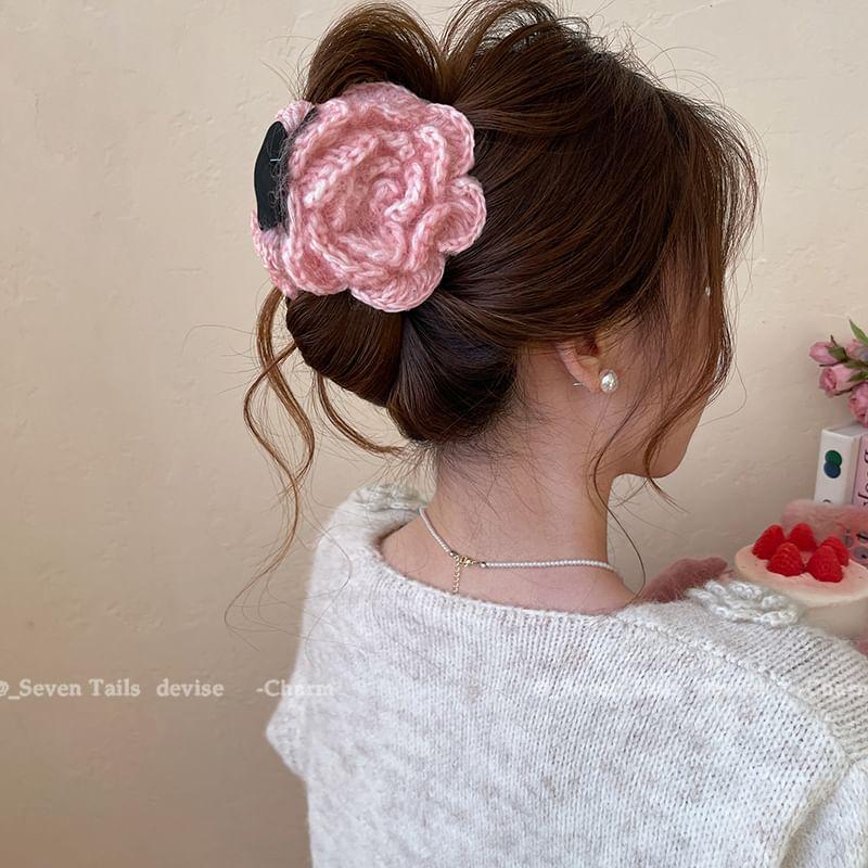 Floral Yarn Acrylic Hair Claw Clip Product Image