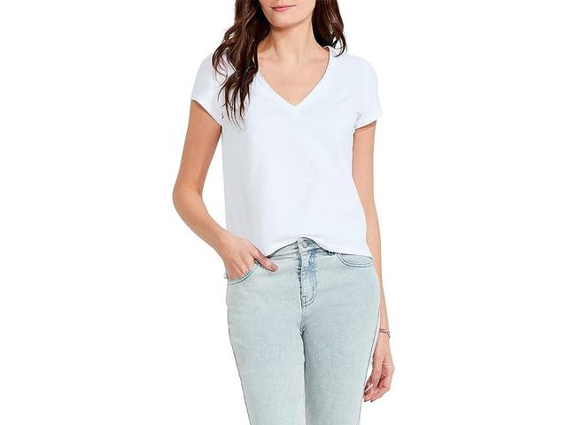 NIC+ZOE Short Sleeve Roll V Tee (Paper ) Women's T Shirt Product Image