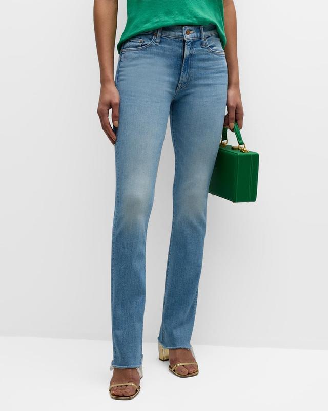 Mother The Insider Sneak Fray High Rise Straight Jeans in Love On The Beat Product Image