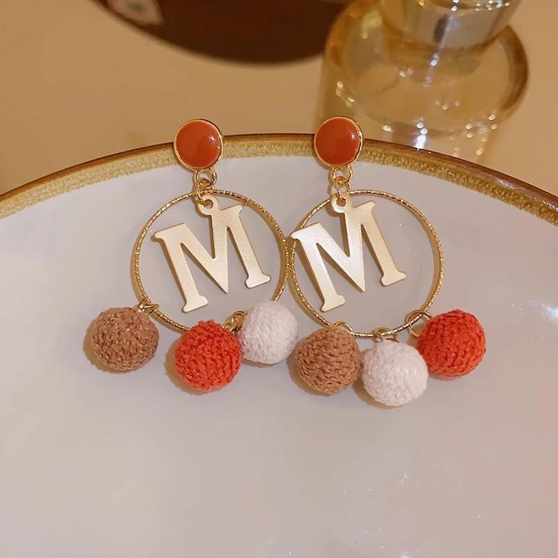 Lettering Pom Pom Drop Earring Product Image