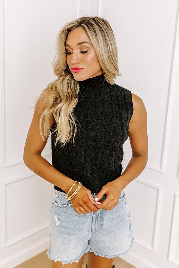 Cool Touch Knit Sweater Top in Black Product Image