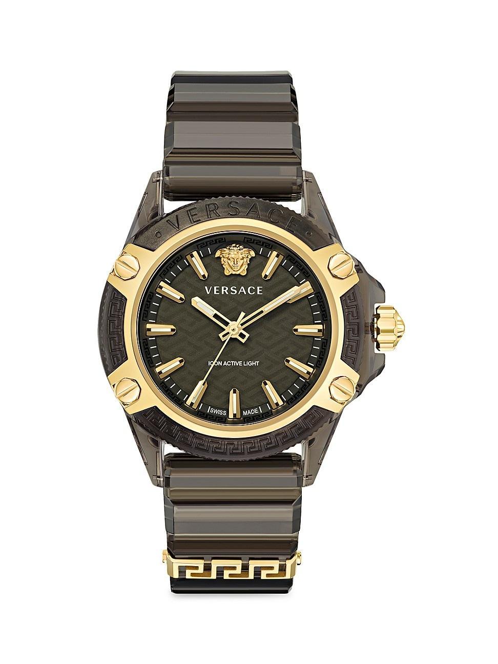 Versace Mens Swiss Icon Active Black Silicone Strap Watch 42mm Product Image