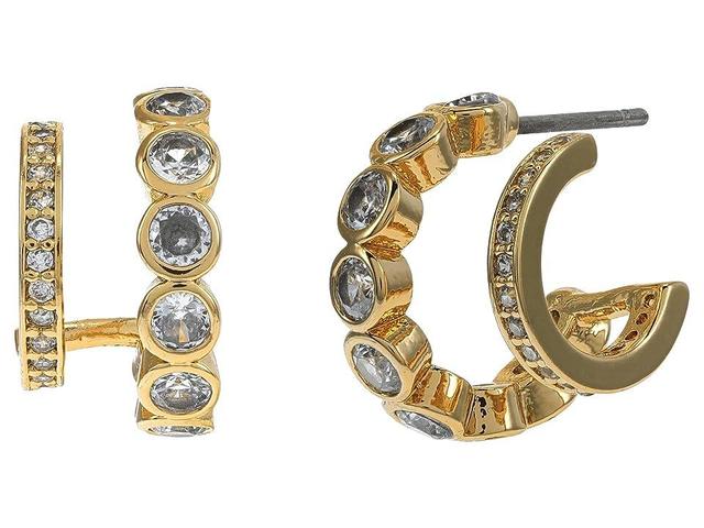 kate spade new york dazzle crystal double huggie hoop earrings Product Image