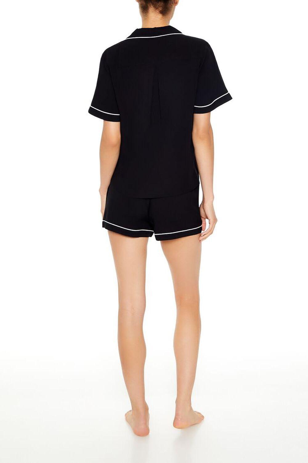 Piped-Trim Shirt & Shorts Pajama Set | Forever 21 Product Image