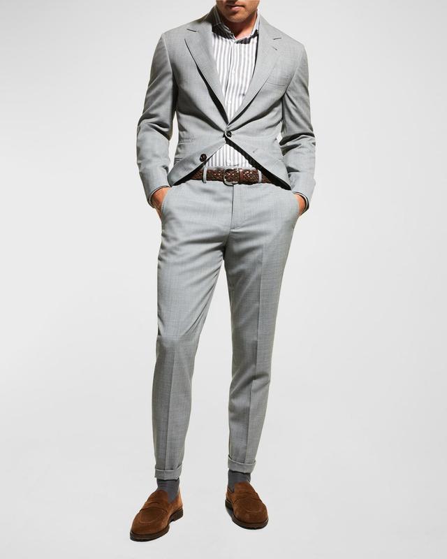 Mens Wool Three-Button Two-Piece Suit Product Image