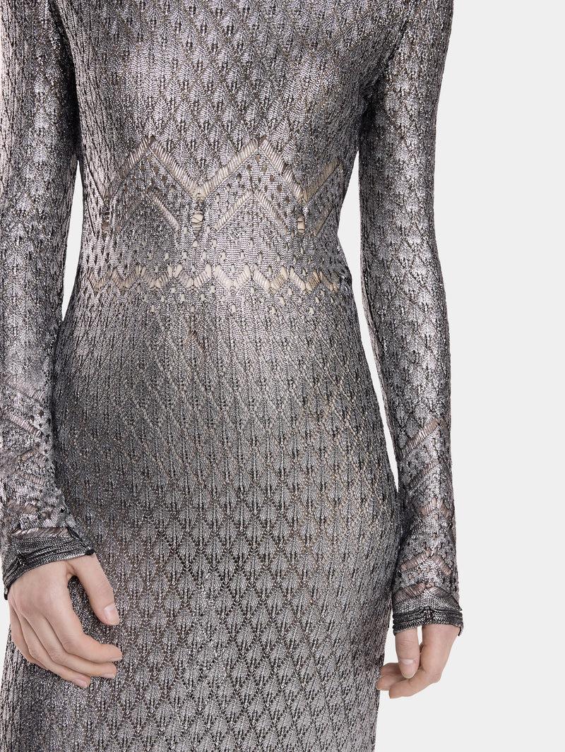 LONG LACE-LIKE KNIT DRESS Product Image