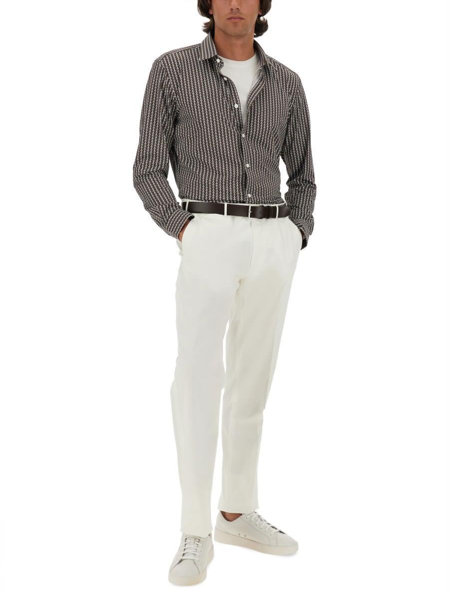 Boss Micro Check Pattern Shirt In Brown Product Image