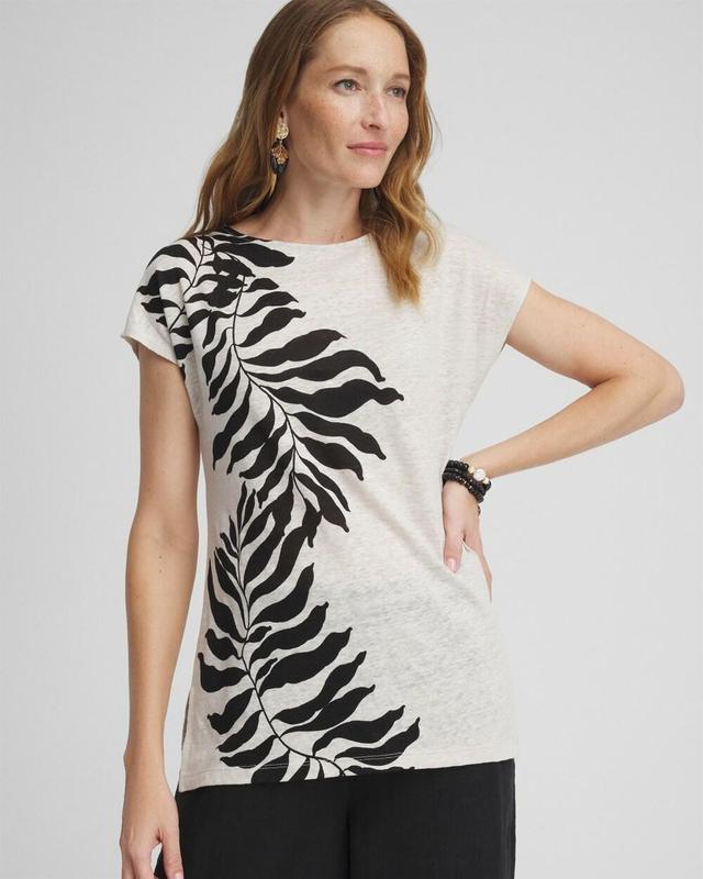 Women's Leaf Print Linen Tunic Top Product Image