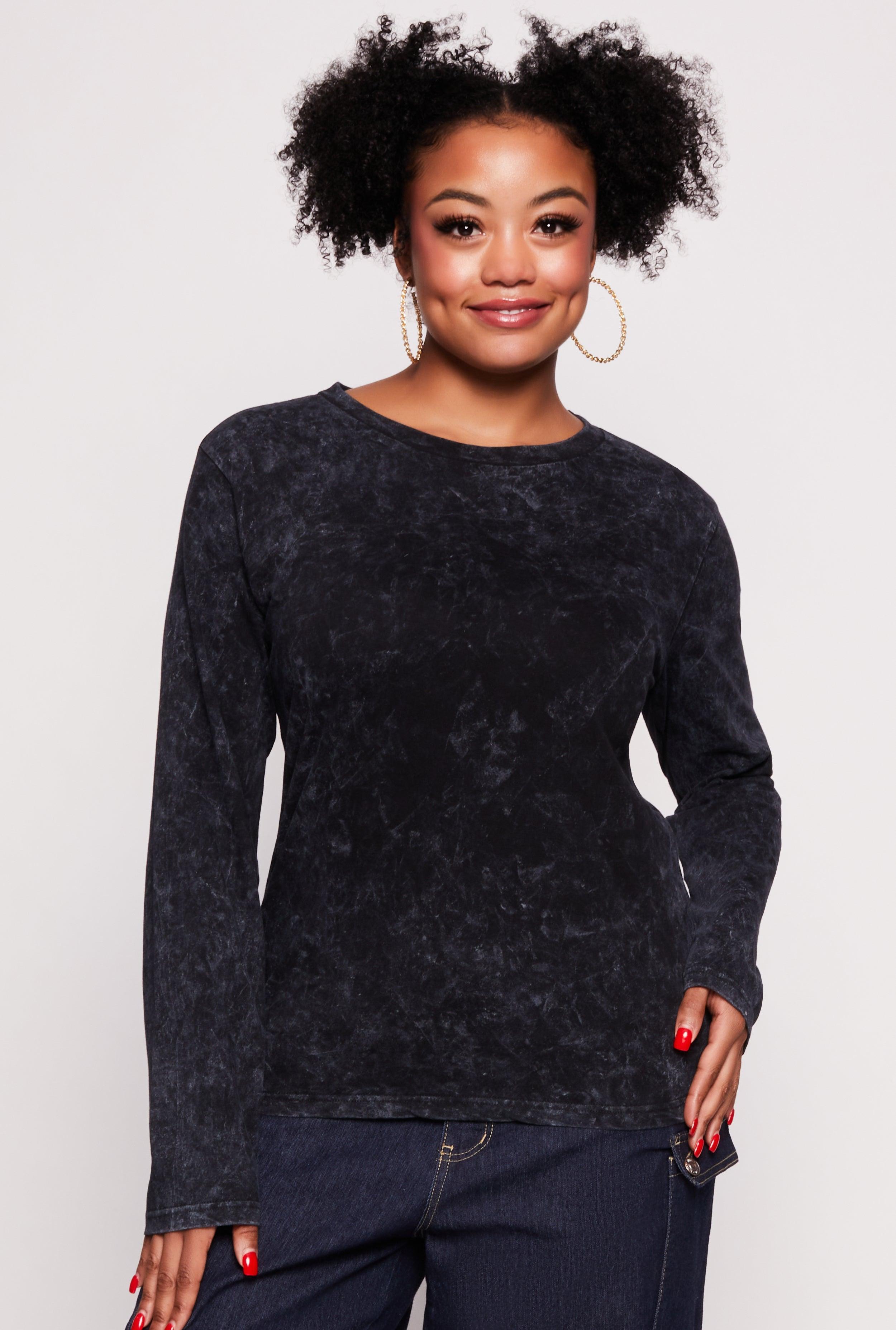 Womens Plus Size Basic Crew Neck Long Sleeve Top Product Image