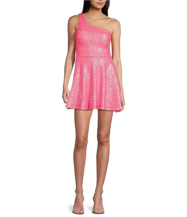 Honey and Rosie Sequin Strappy One Shoulder Dress Product Image