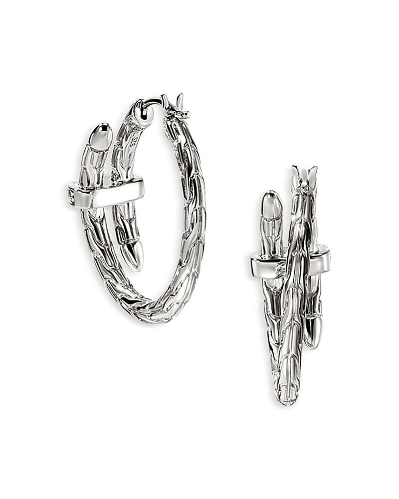 Womens Chain Classic Spear Sterling Silver & 0.12 TCW Diamond Small Hoop Earrings Product Image